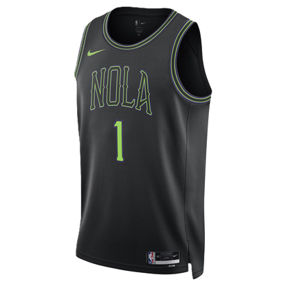 New Orleans Pelicans Black 2025-2026 City Edition Jersey Zion Williamson #1