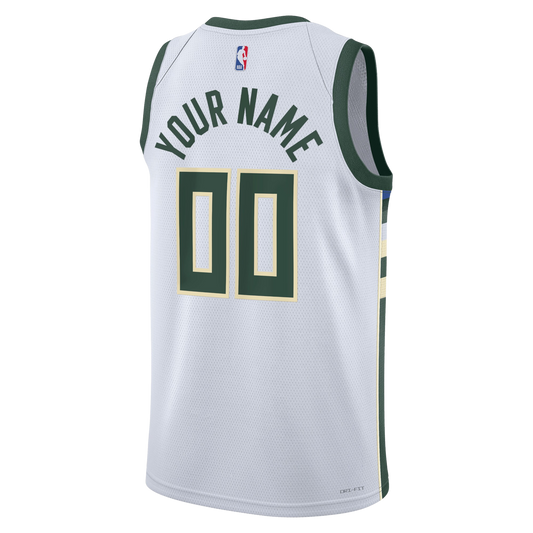 Milwaukee Bucks White Association Jersey Custom