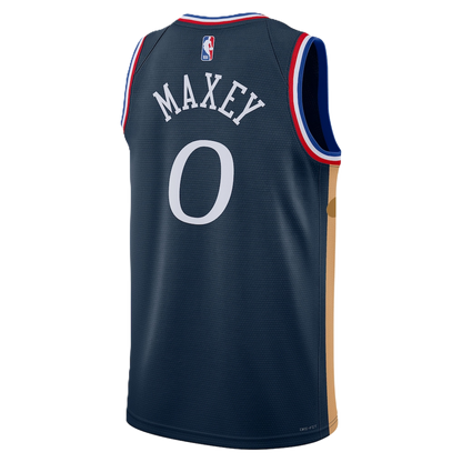 Philadelphia 76ers Navy 2025-2026 City Edition Jersey Tyrese Maxey #0
