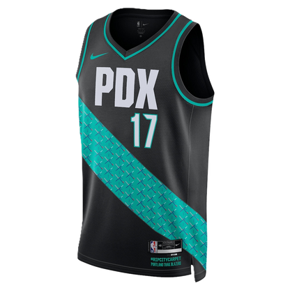 Portland Trail Blazers Black 2025-2026 City Edition Jersey Shaedon Sharpe #17