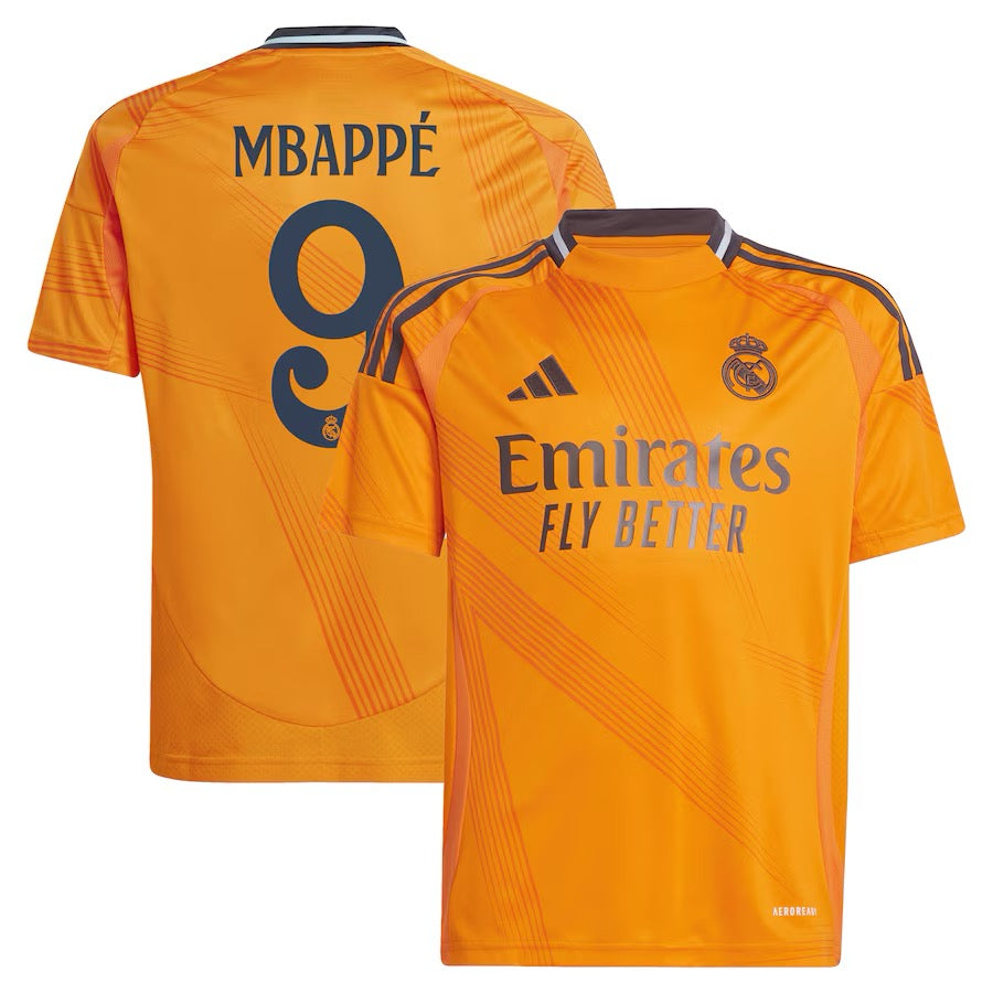 Real Madrid 24/25 Away Jersey Mbappe #9 front and back