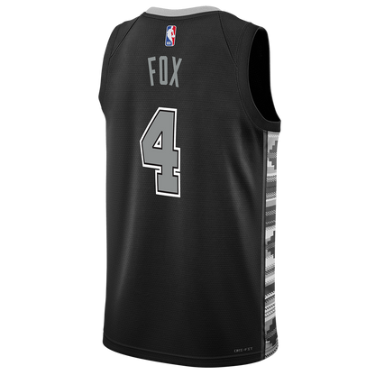 San Antonio Spurs Black Statement Jersey De'Aaron Fox #4