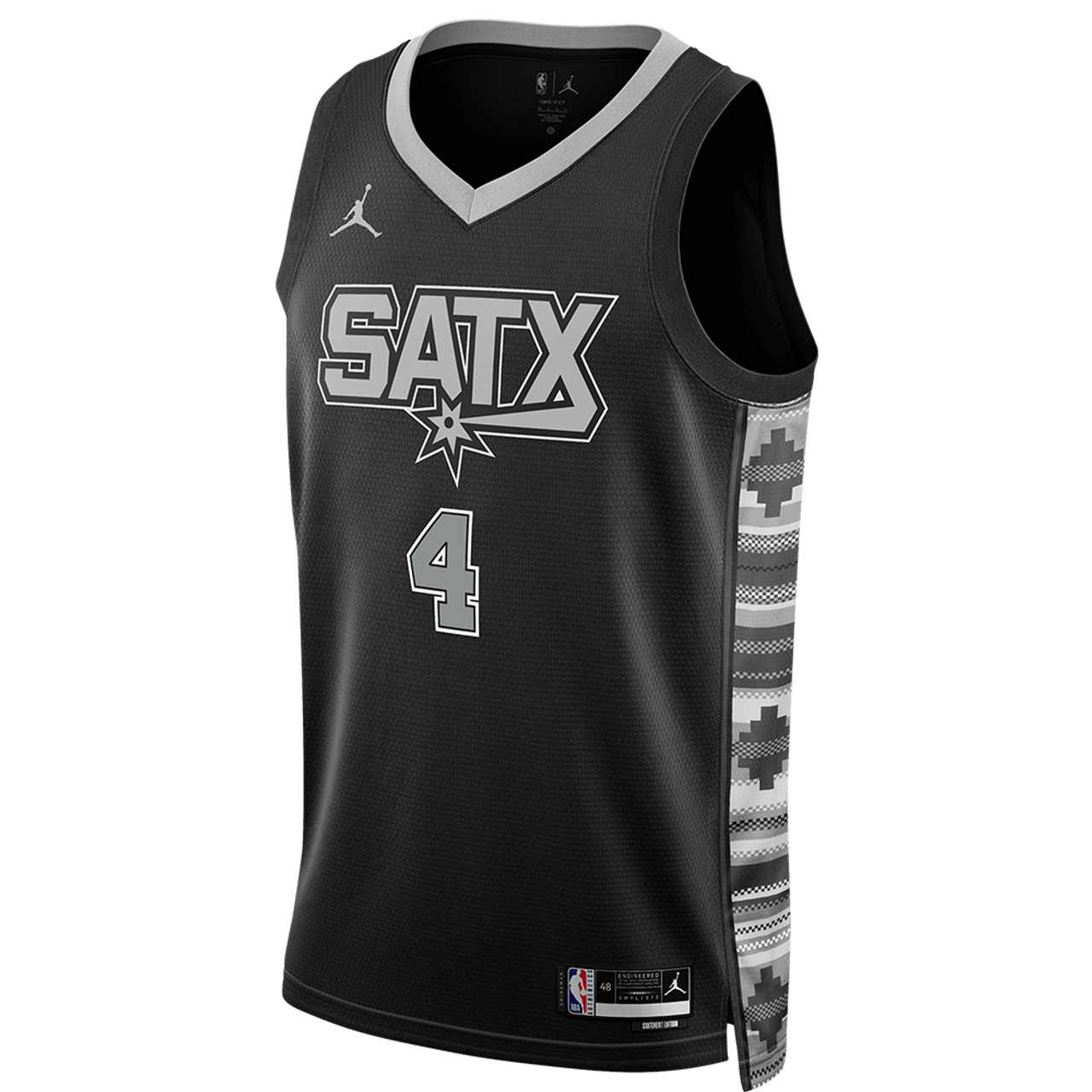 San Antonio Spurs Black Statement Jersey De'Aaron Fox #4