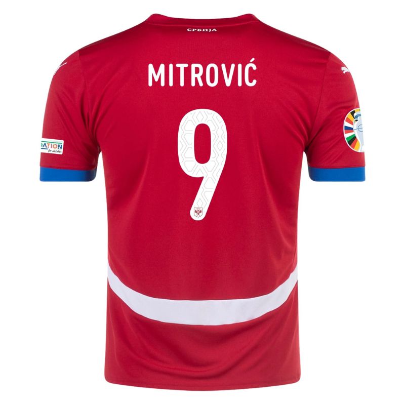 Serbia 2024 Home Jersey Mitrovic #9 back