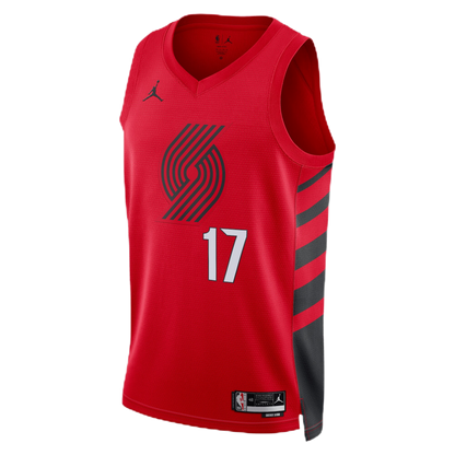 Portland Trail Blazers Red Statement Jersey Shaedon Sharpe #17