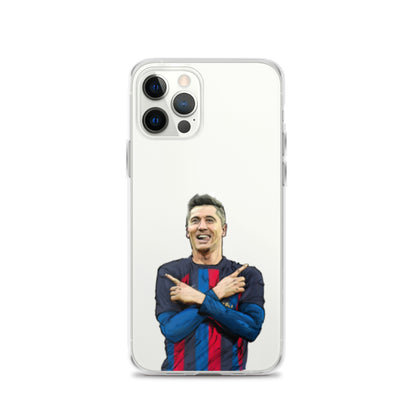 Lewandowski Goal Celebration Barca Clear Case for iPhone® - The 90+ Minute