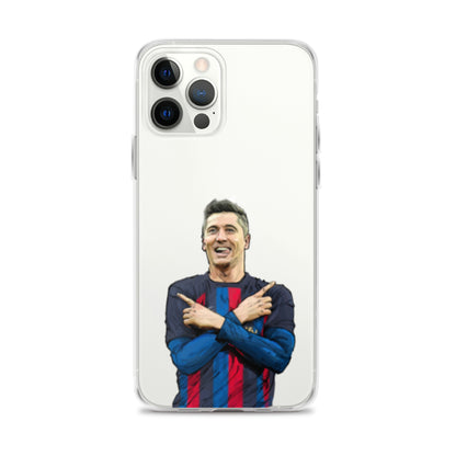 Lewandowski Goal Celebration Barca Clear Case for iPhone® - The 90+ Minute