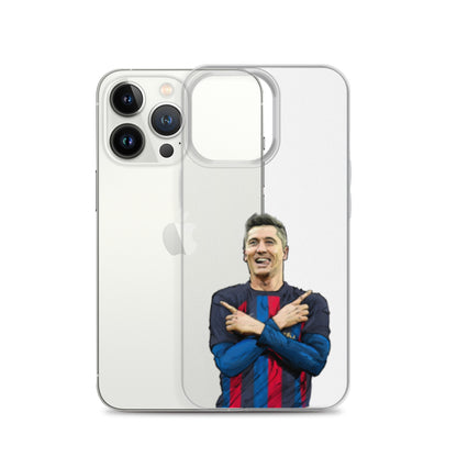 Lewandowski Goal Celebration Barca Clear Case for iPhone® - The 90+ Minute