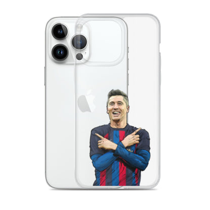 Lewandowski Goal Celebration Barca Clear Case for iPhone® - The 90+ Minute