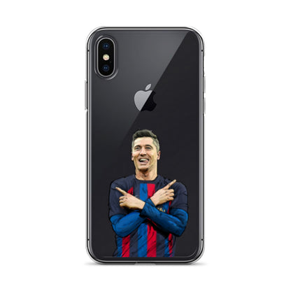 Lewandowski Goal Celebration Barca Clear Case for iPhone® - The 90+ Minute